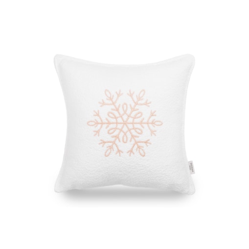 Biała poduszka Bouclé z haftem 30x30 cm