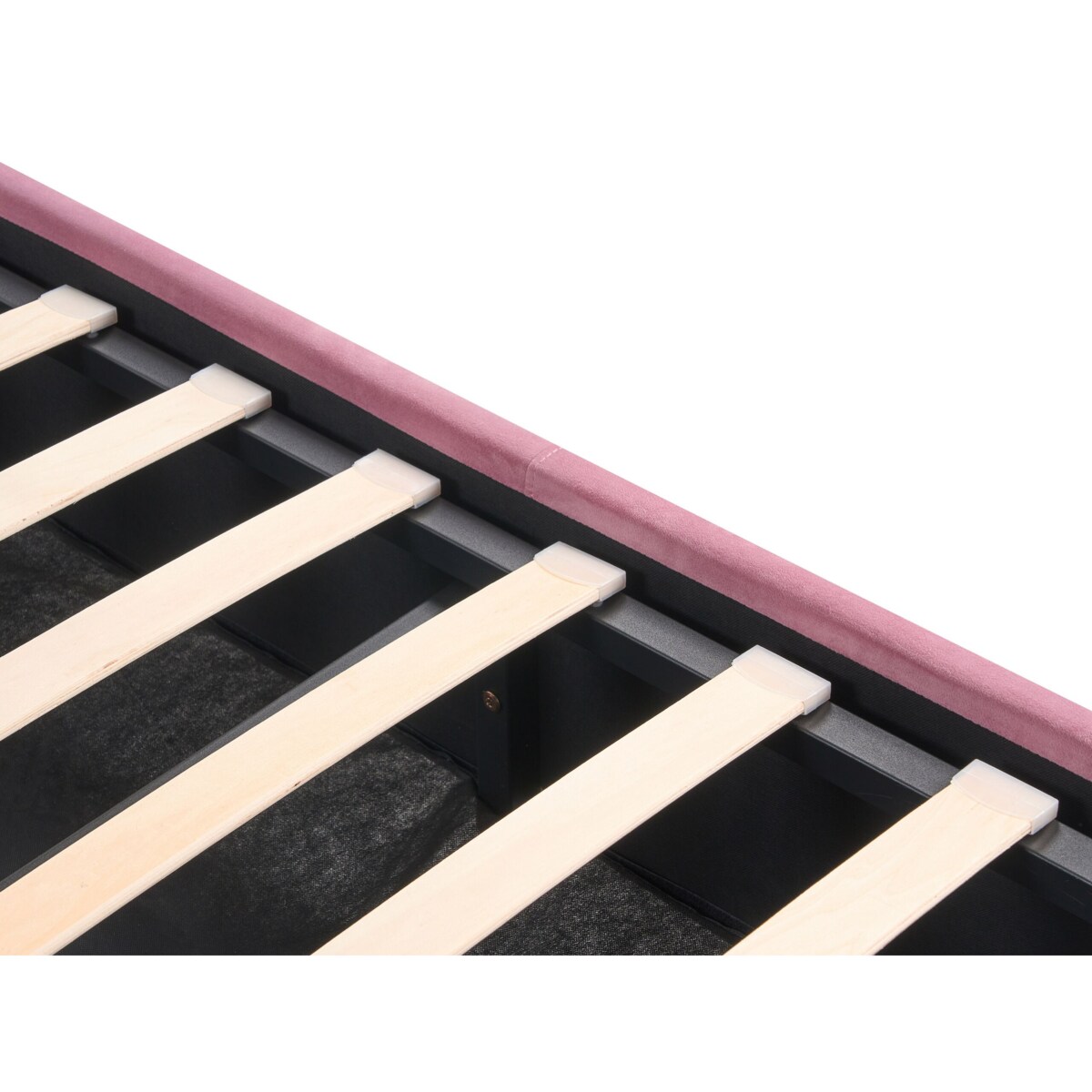 Łóżko z pojemnikiem welurowe 140 x 200 cm różowe ROCHEFORT