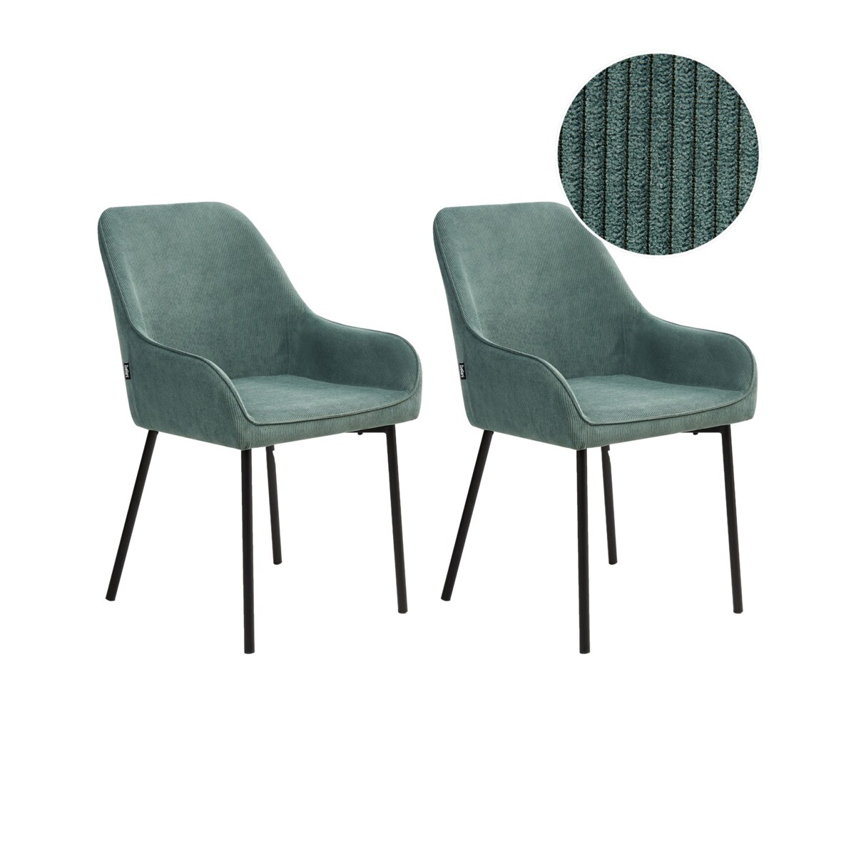 Zestaw 2 krzeseł do jadalni LOVERNA Sztruks Zielony