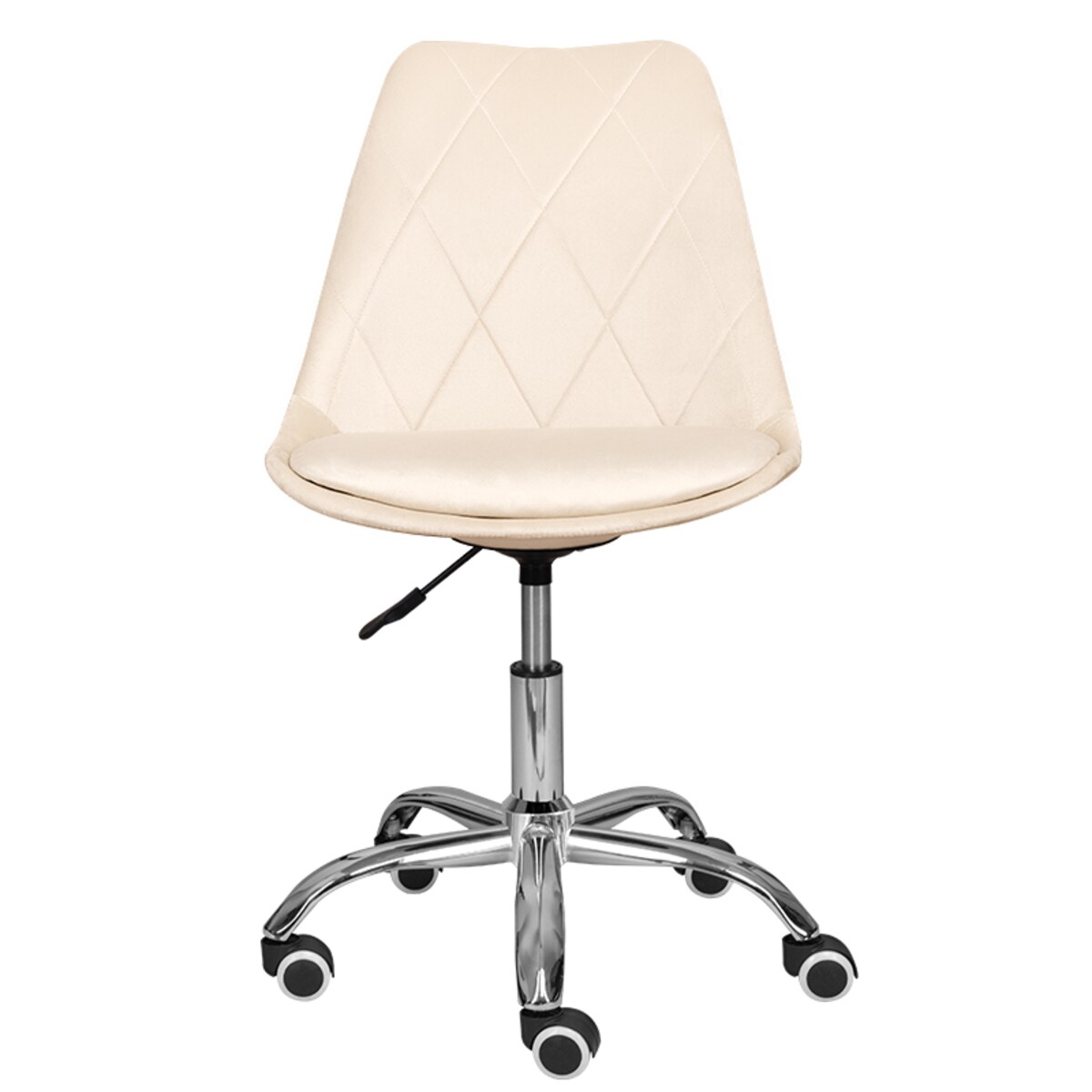 Krzesło biurowe fotel obrotowy welurowy pikowany beżowy do biurka