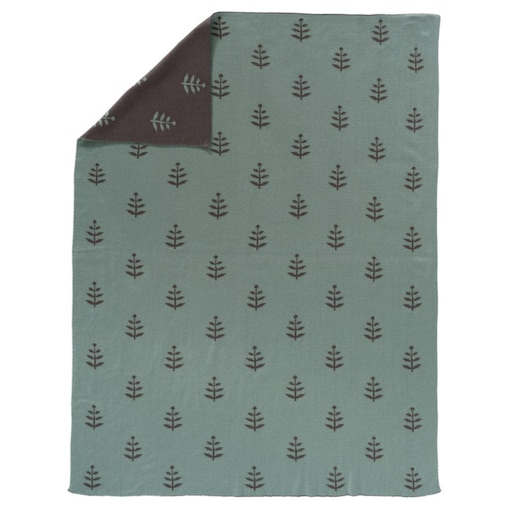 Fresk - Letni tkany kocyk z bawełny organicznej 80 x 100 cm Liść