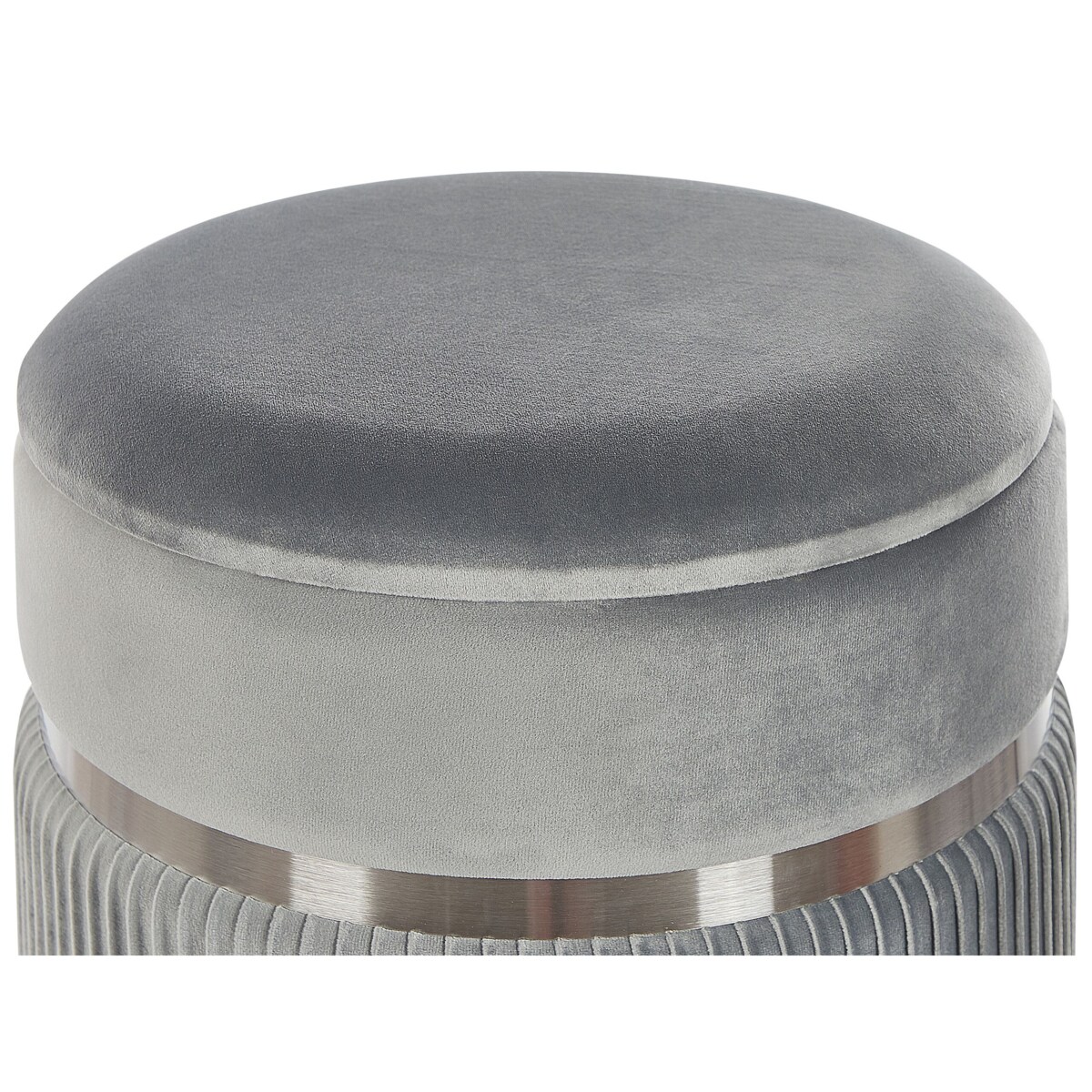 Zestaw 2 welurowych pufów ze schowkiem jasnoszary CAMDENTON