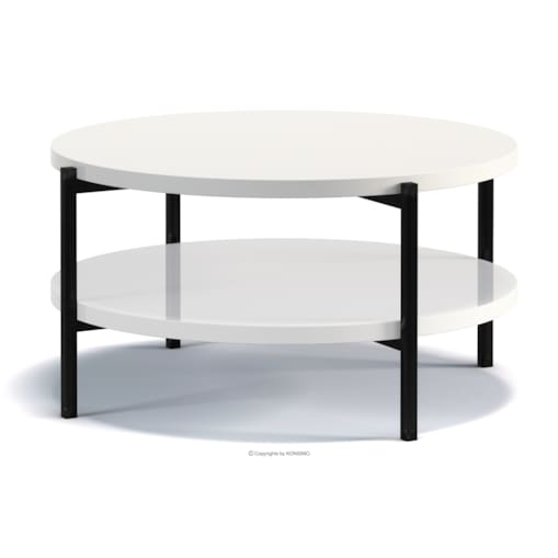 KONSIMO GERIS Stolik kawowy w stylu loftowym z półką, biały połysk