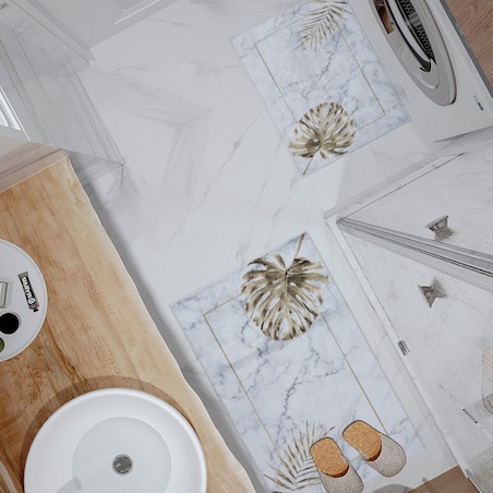 Zestaw Dywaniki łazienkowe Kilian Glamour komplet 50x40 cm, 50x80 cm rośliny szary