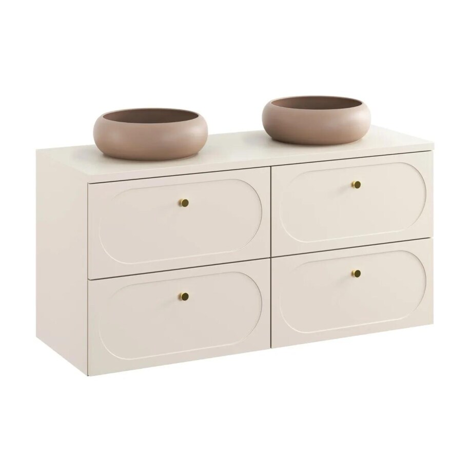 Zestaw szafek pod umywalkę DONNA SAND 120cm beż piaskowy z umywalkami nablatowymi WIKI