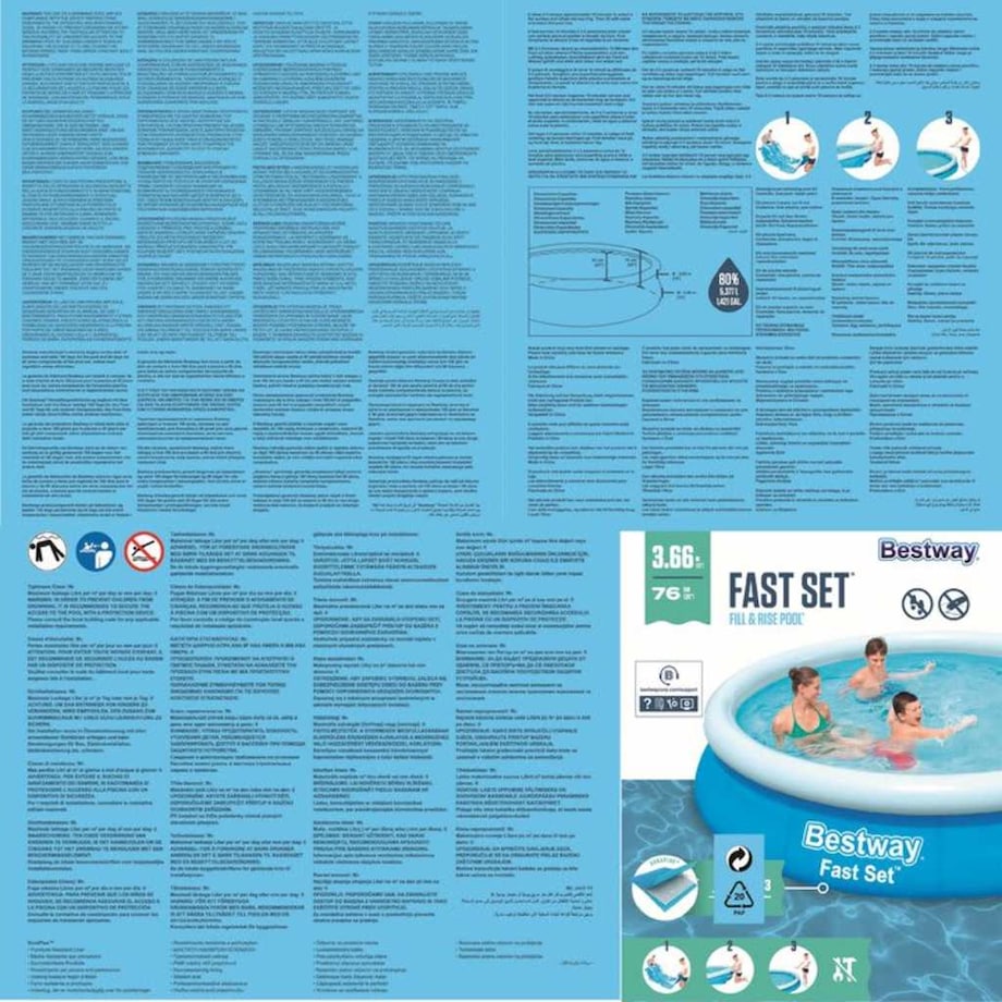 Bestway Dmuchany basen Fast Set, okrągły, 366 x 76 cm, 57273