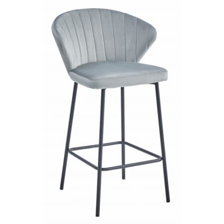 Hoker Do Jadalni Kuchni Baru Wysoki Gatta - Aksamit Srebrno-Szary / Nogi Czarne