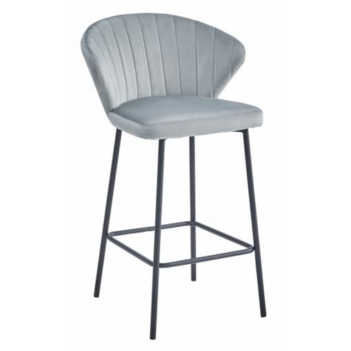 Hoker Do Jadalni Kuchni Baru Wysoki Gatta - Aksamit Srebrno-Szary / Nogi Czarne