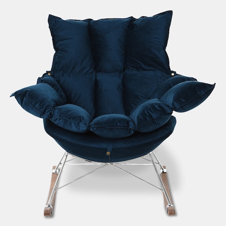 Fotel bujany Lieslie granatowy welur 90x102x85 cm Miloo Home