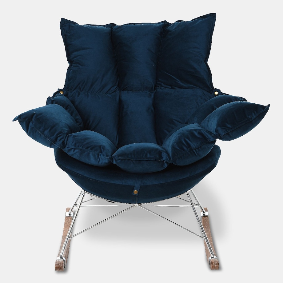 Fotel bujany Lieslie granatowy welur 90x102x85 cm Miloo Home