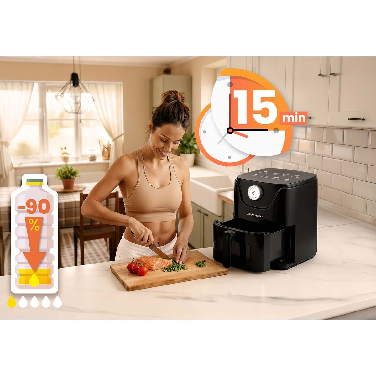 Frytkownica beztłuszczowa frytownica AIR FRYER mocna Berdsen