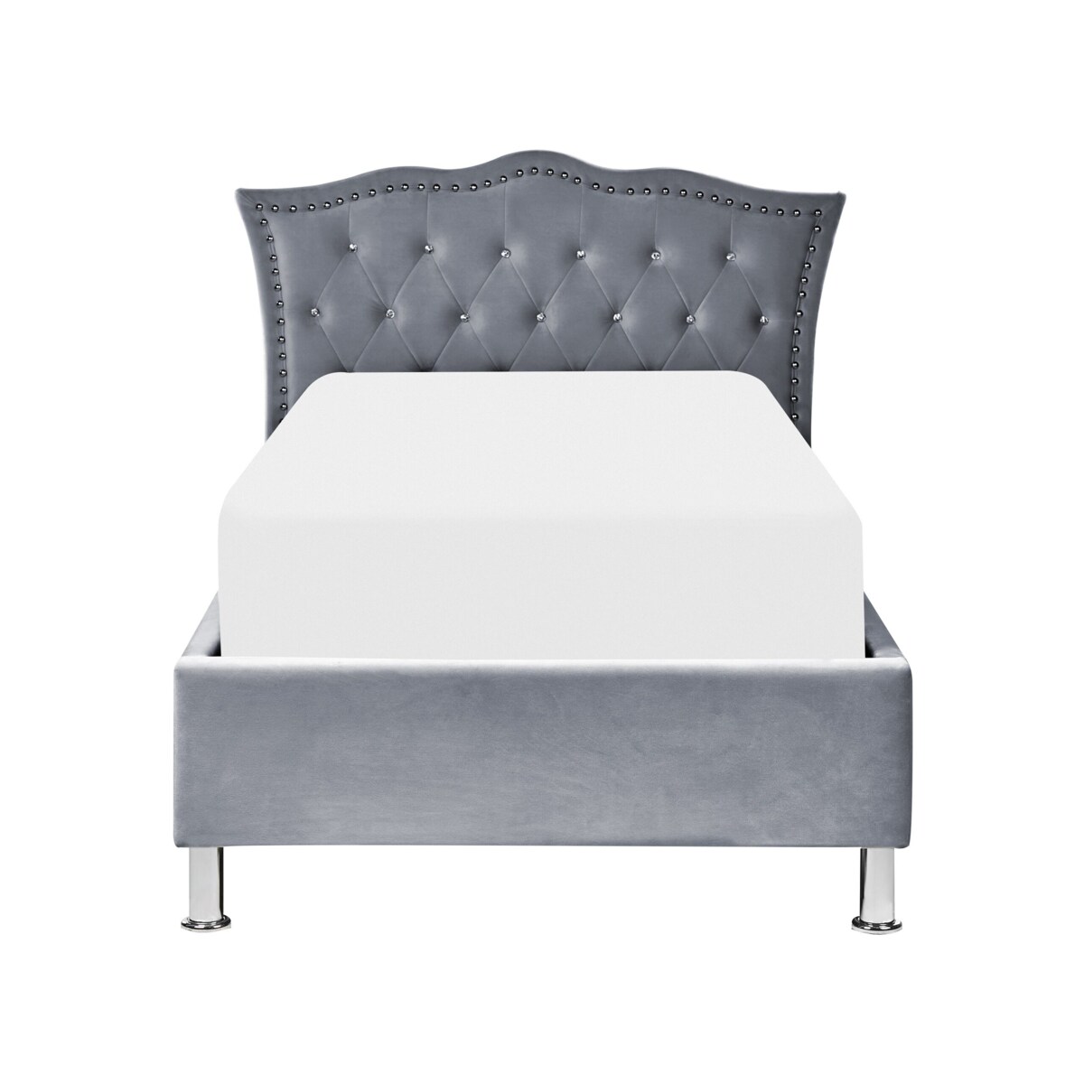 Łóżko welurowe z pojemnikiem 90 x 200 cm szare METZ