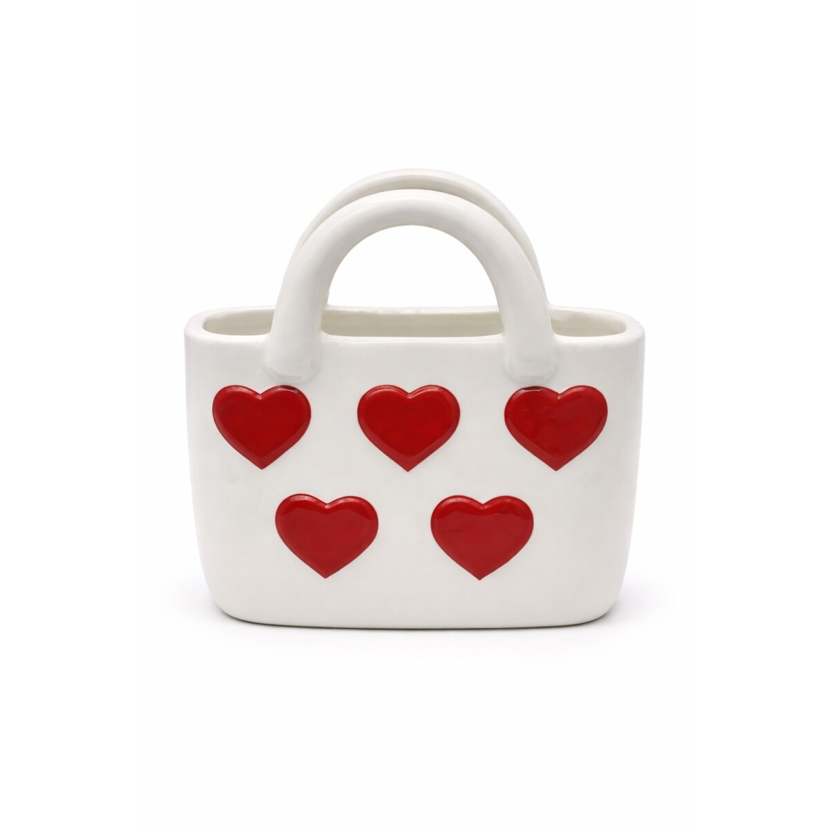 Wazon ceramiczny 17,7x10x18 cm TORBA czerwone serca