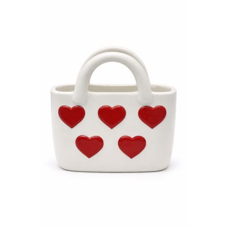 Wazon ceramiczny 17,7x10x18 cm TORBA czerwone serca