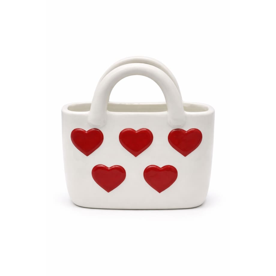 Wazon ceramiczny 17,7x10x18 cm TORBA czerwone serca
