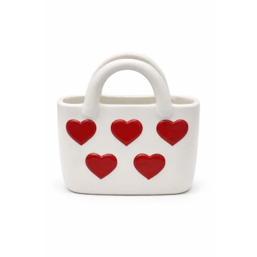 Wazon ceramiczny 17,7x10x18 cm TORBA czerwone serca
