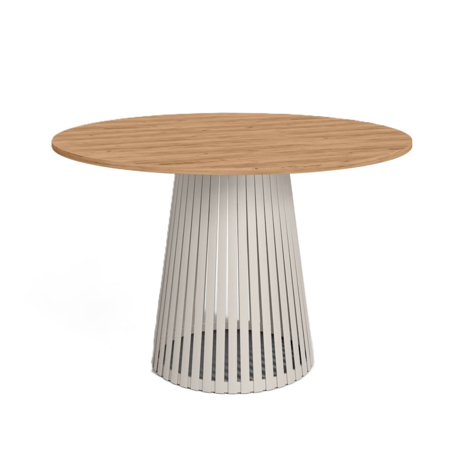 Stół VIV okrągły z lamelami, blat 75 cm dąb craft złoty -podstawa kaszmir