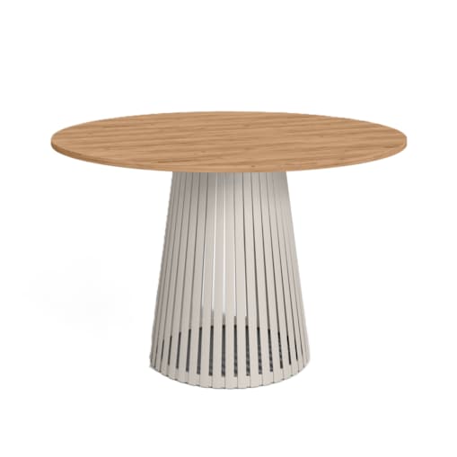 Stół VIV okrągły z lamelami, blat 75 cm dąb craft złoty -podstawa kaszmir