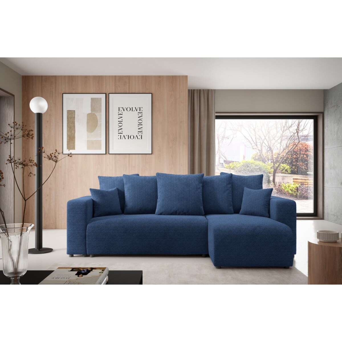 Narożnik EVORA L z pojemnikiem tkanina miękki plusz Kolor: Onega 10