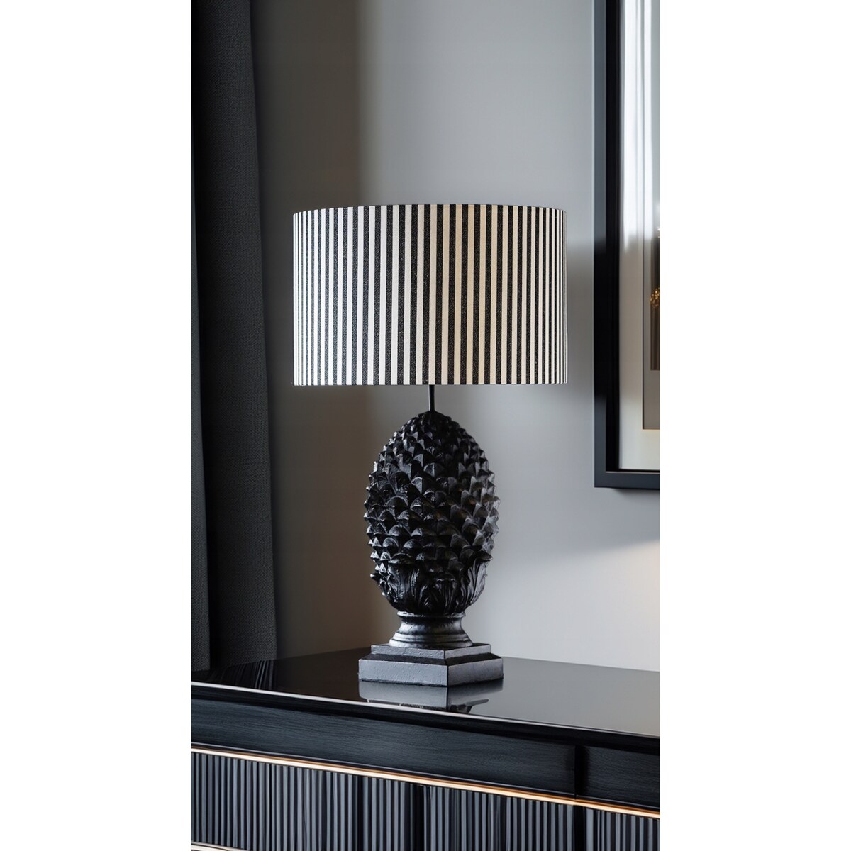 ABAŻUR NA ŻARÓWKĘ KLOSZ W PASKI DUŻY 40cm DO LAMPY STOJĄCEJ WISZĄCEJ WALEC