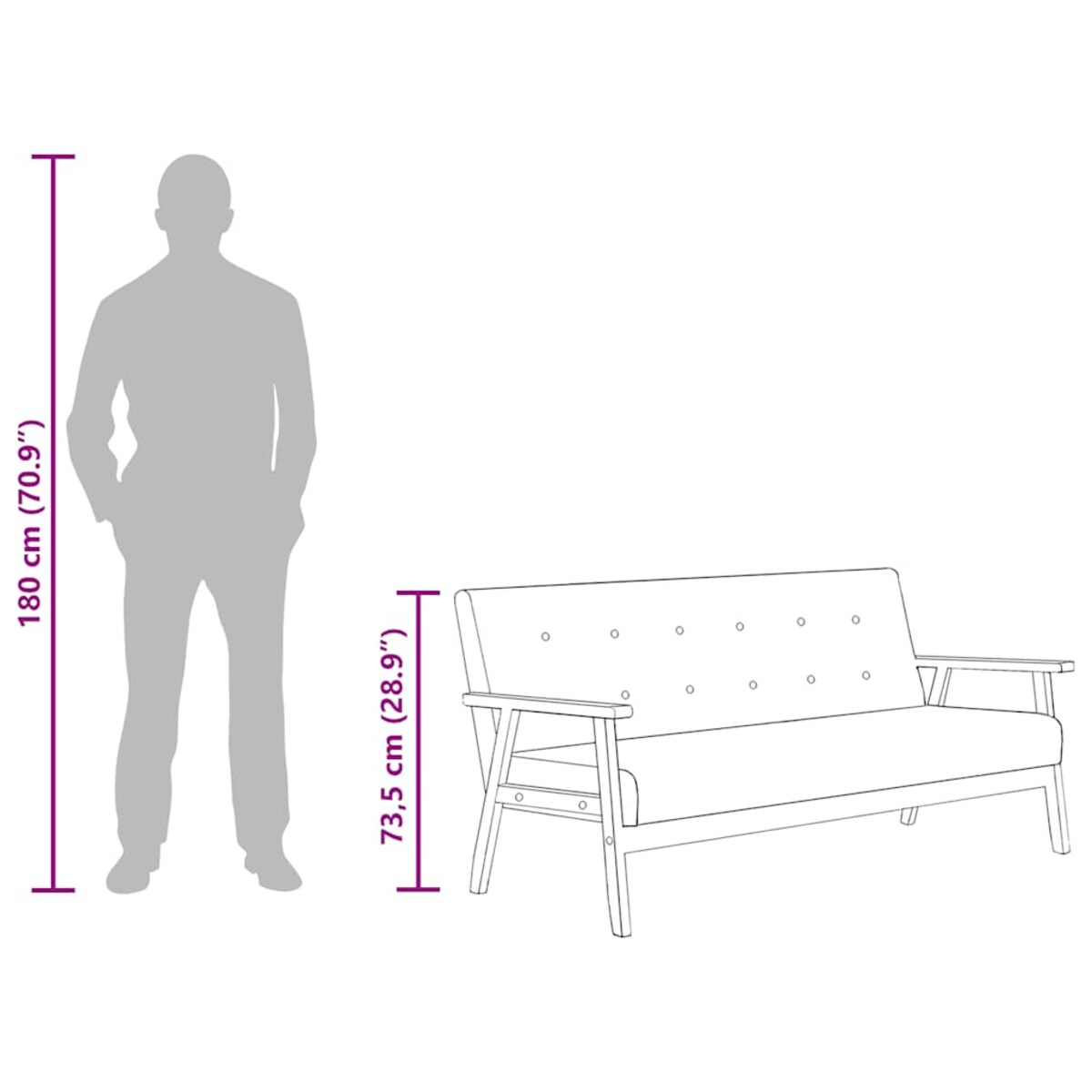 vidaXL 3-osobowa sofa, czarna, sztuczna skóra