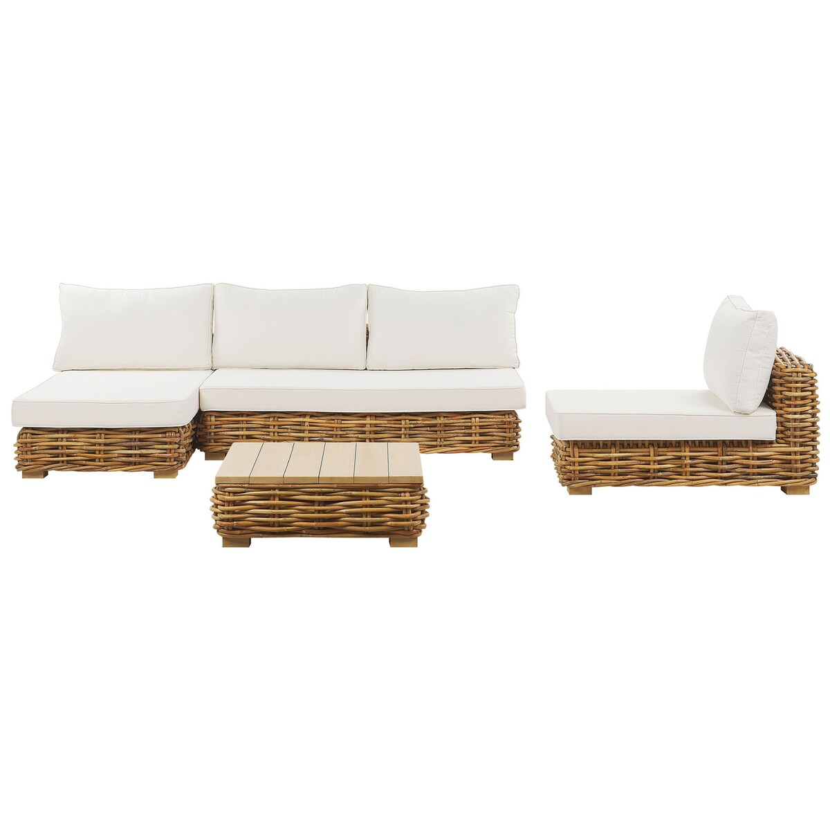 Zestaw ogrodowy ze stolikiem dla 4 osób VARALLO Lewostronny Naturalny Rattan Modułowy