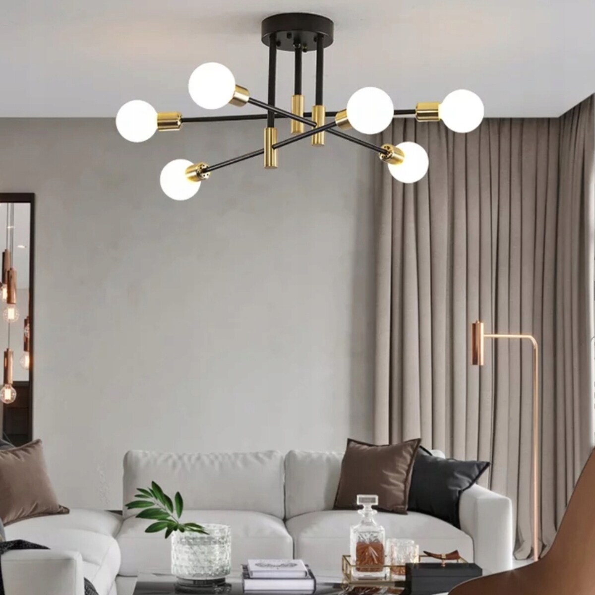 Lampa Sufitowa Wisząca Żyrandol Modna Gold Black