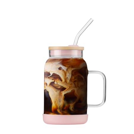Słoik ze słomką 600 ml różowy Fuori 29842
