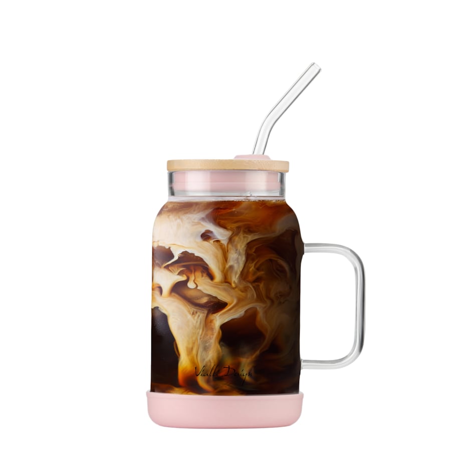 Słoik ze słomką 600 ml różowy Fuori 29842
