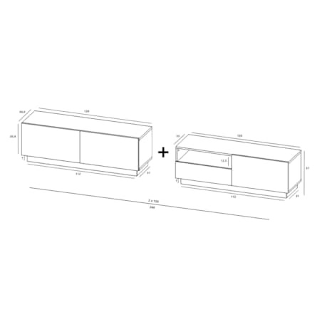 Szafka RTV Loft Stojąca / Wisząca Dąb Artisan MAT Komoda RTV Szuflada 240 cm