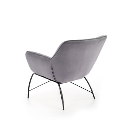 FOTEL Bolton szary WELWETOWY czarne METALOWE NOGI