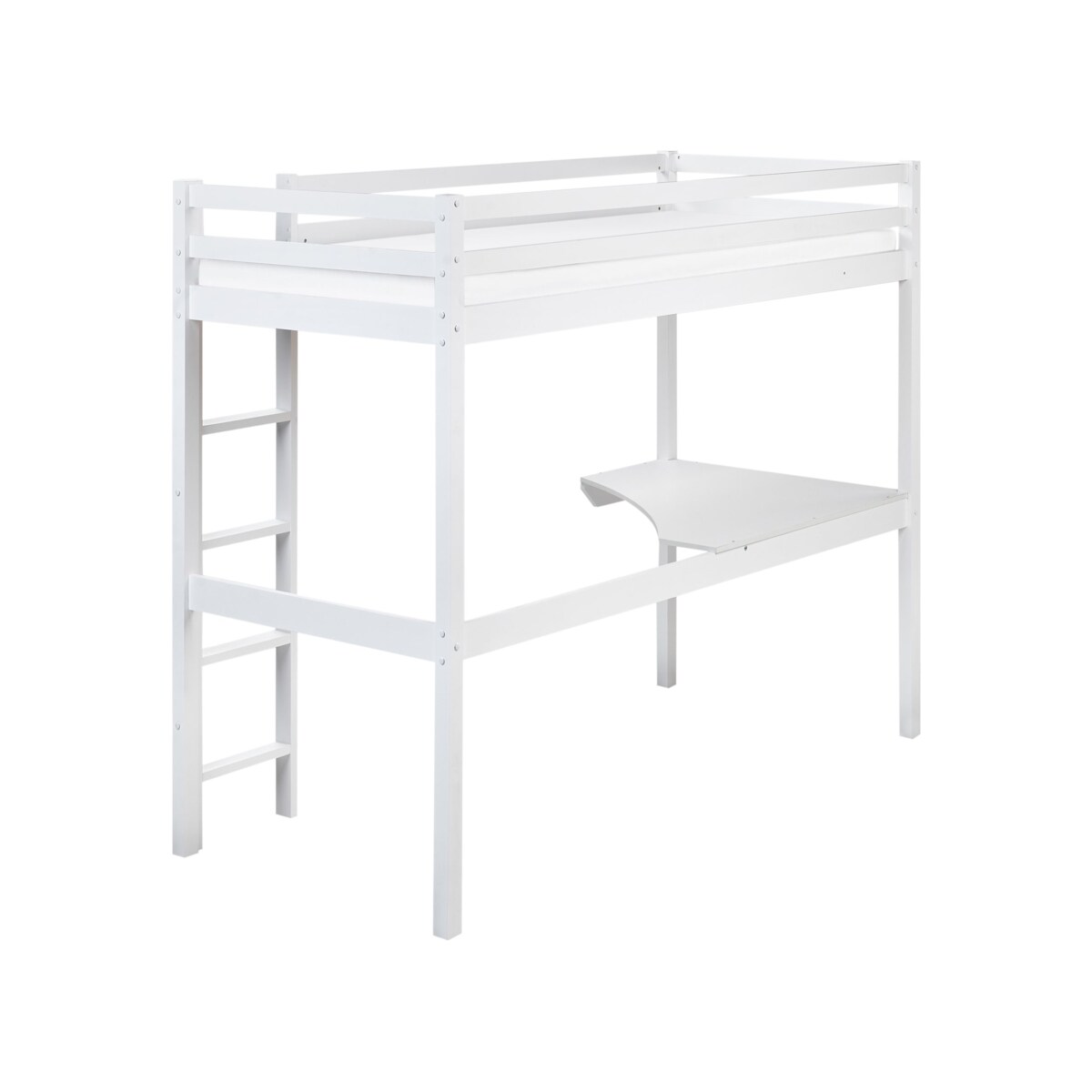 Łóżko na antresoli z biurkiem Drewno sosnowe LOURY 90 x 200 cm Biały