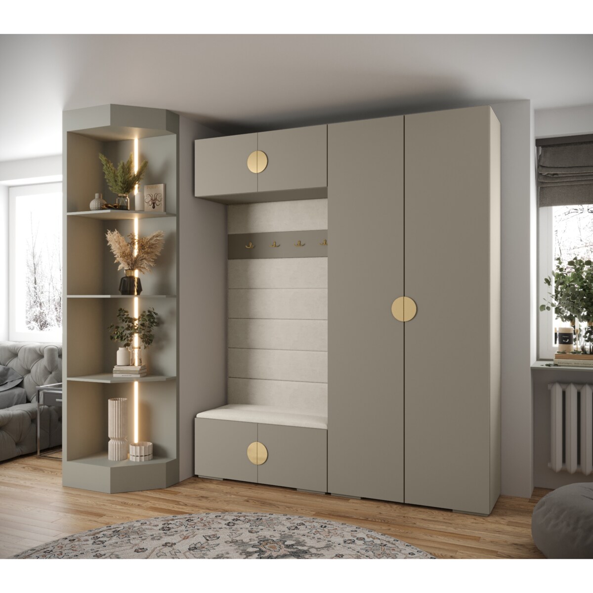 Garderoba do przedpokoju INOVA 4 Z18 kaszmir+złoty+manila02