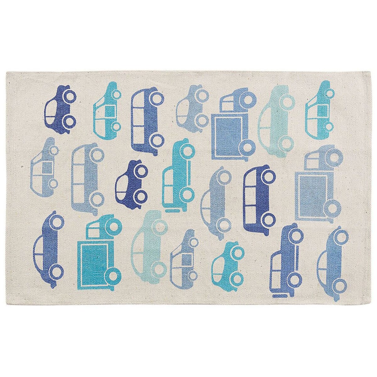 Dywan dziecięcy bawełniany w samochody 60 x 90 cm niebieski MADURAJ