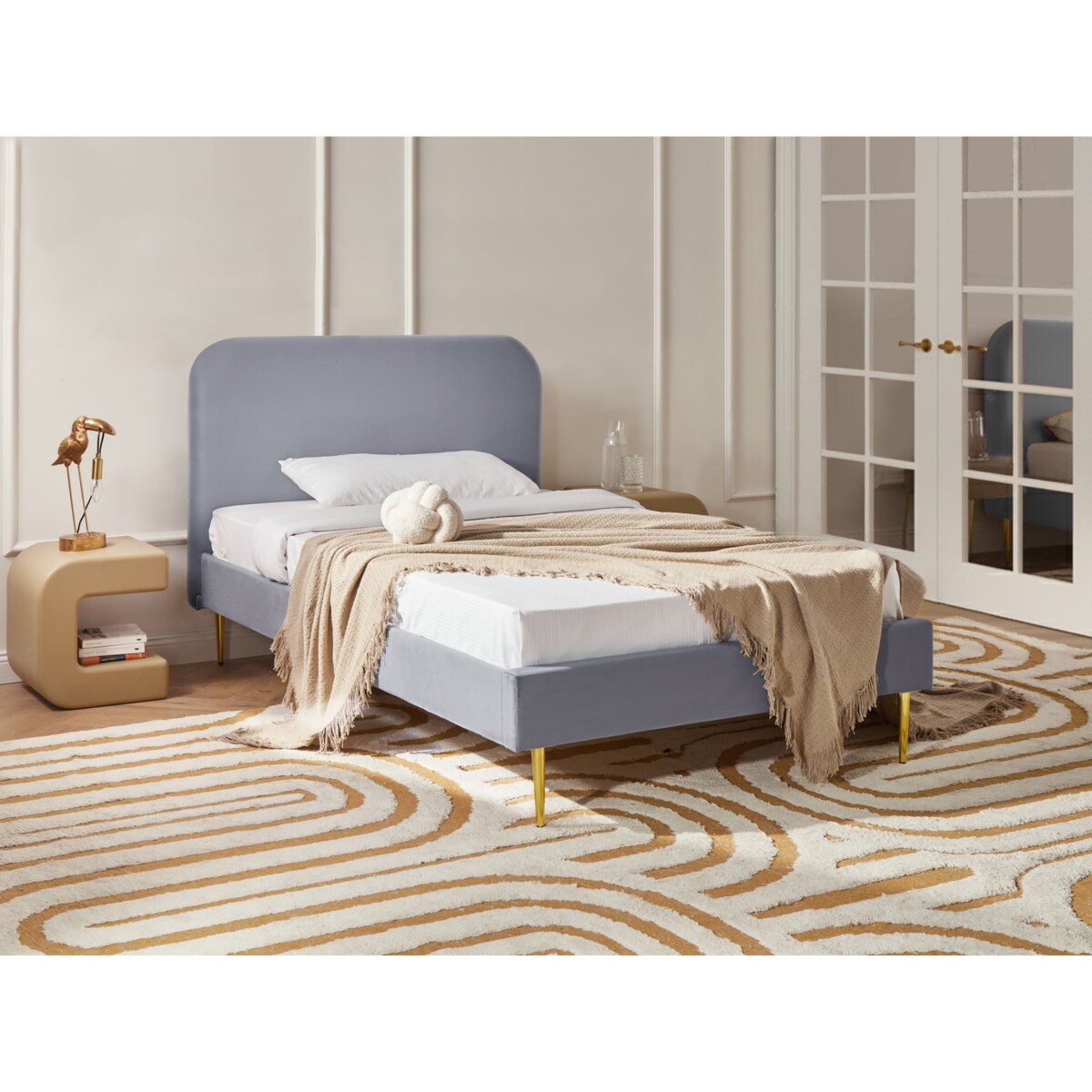 Łóżko Welur FLAYAT 120 x 200 cm Szary