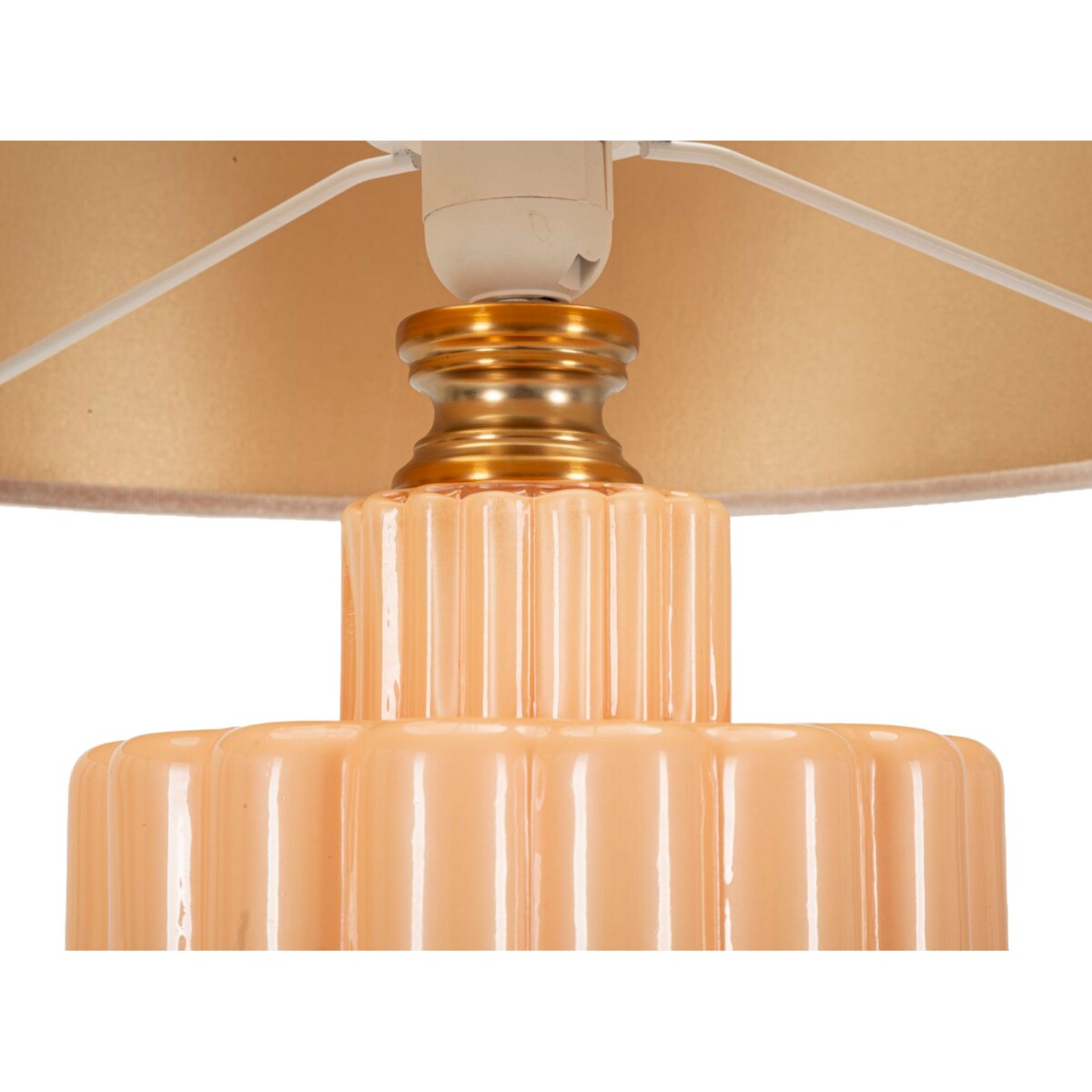 Lampa stołowa Perly - D, kolor perłowy i złoty, szkło i żelazo, 40,5 x 40,5 x 69,5 cm, 1 x E27, styl glamour, do salonu i sypialni, Mauro Ferretti