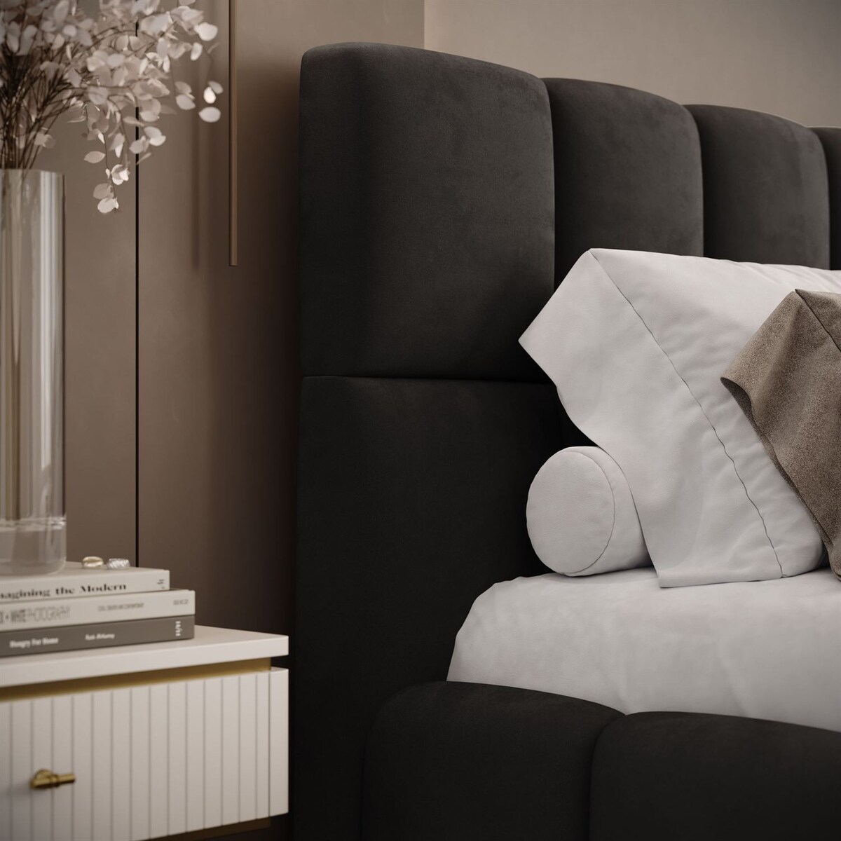 Łóżko tapicerowane VENEZIA, pojemnik na pościel, stelaż 34, 120x200, Royal Velvet 185