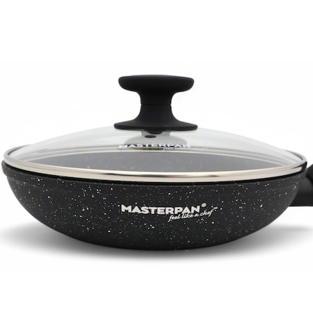 Patelnia Granitowa Pokrywka 20 Cm Plaster Miodu Indukcja Gaz 1.0L Wysoka 4.5