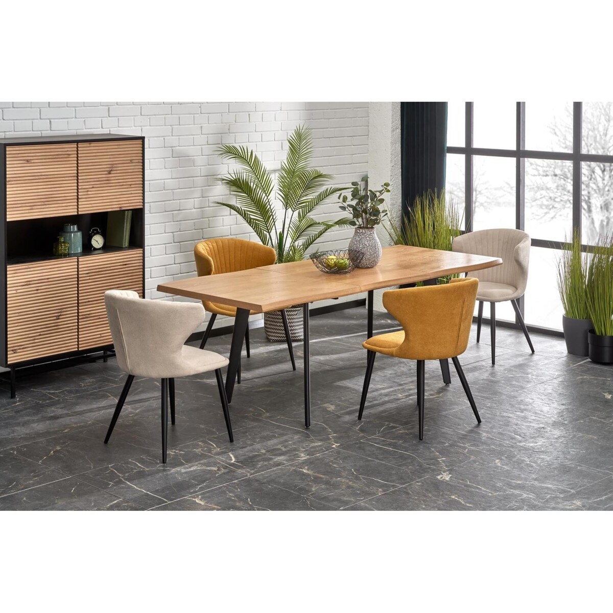 STÓŁ ROZKŁADANY Sonik 150-210 cm OKLEINA DĘBOWA czarne nogi