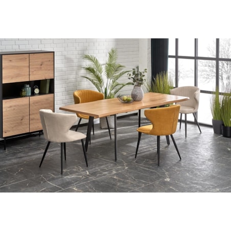 STÓŁ ROZKŁADANY Sonik 150-210 cm OKLEINA DĘBOWA czarne nogi