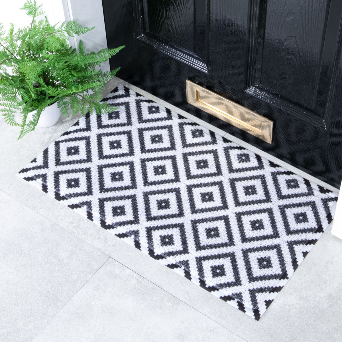 Wycieraczka Diamond Black do wnętrz i na zewnątrz – (70 x 40 cm)