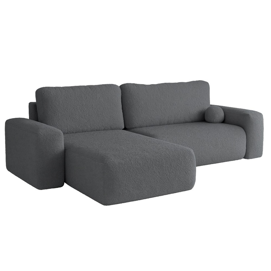 Narożnik Lewy ILO z funkcją spania i pojemnikiem na pościel, ciemno-szary