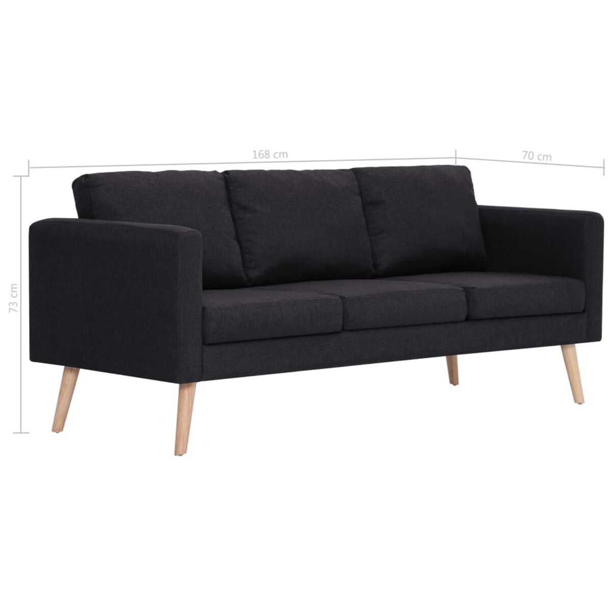 vidaXL 3-osobowa sofa tapicerowana tkaniną, czarna