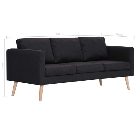 vidaXL 3-osobowa sofa tapicerowana tkaniną, czarna