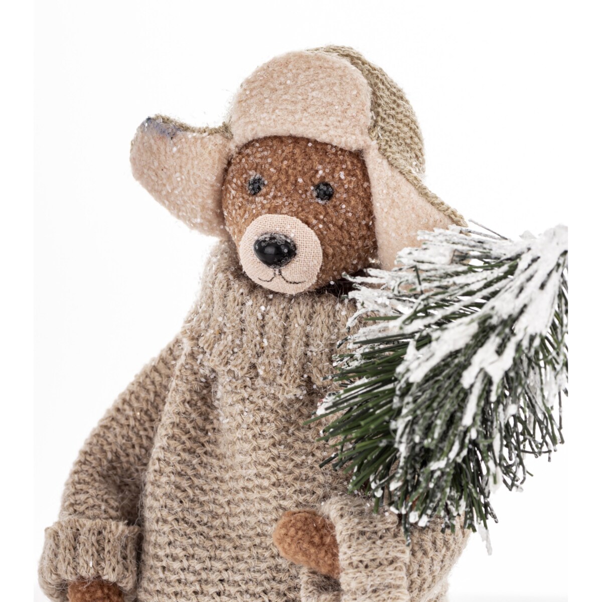 Figurka - szary Miś CAPELLO z choinką 21,5x11x8 cm