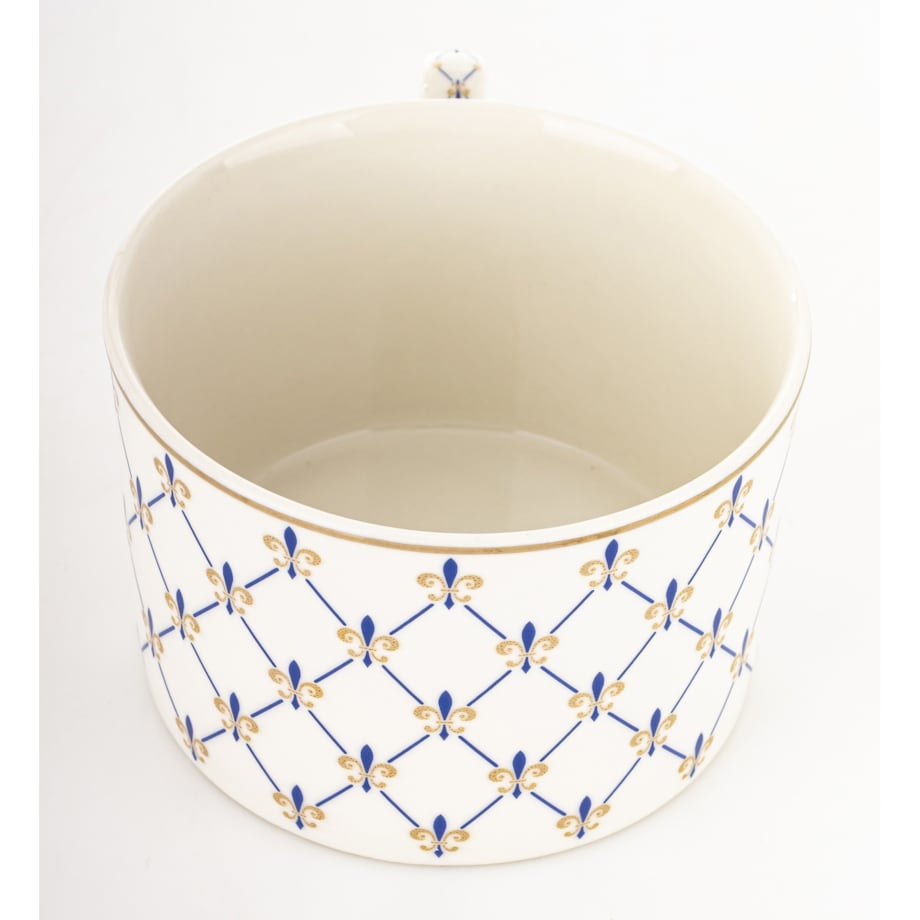 Filiżanka porcelanowa w pudełku 6x11x8,5 cm MAGLIA 220 ml biała z niebieskim wzorem