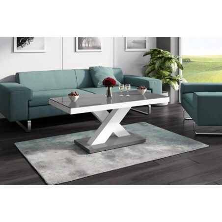 Ława XENON MINI 120x60 szara połysk/biała połysk