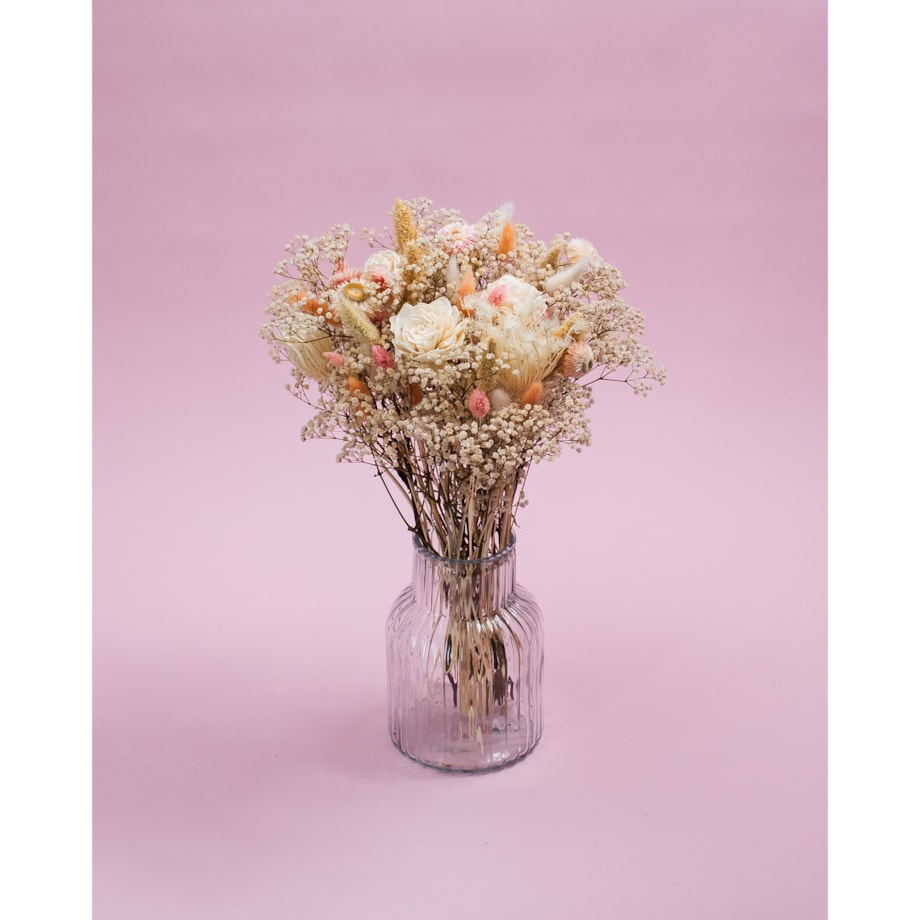 Bukiet suszonych kwiatów Serenita - gipsówka, setaria, kocanka