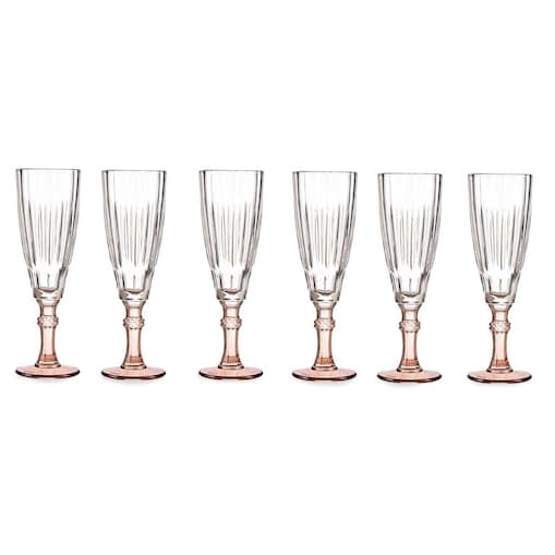 Kieliszek do szampana z kolorową nóżką, 170 ml, 6 sztuk