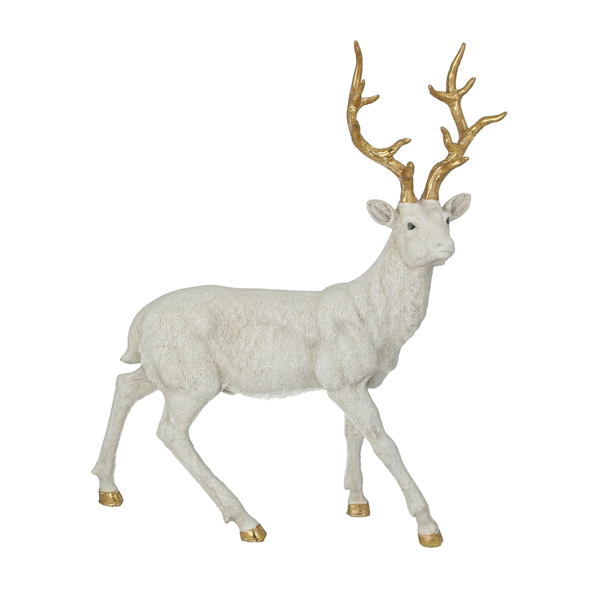 Figurka Deer White 40x12x45 cm gold boże narodzenie, święta, świąteczne, biały, 40x12x45 cm